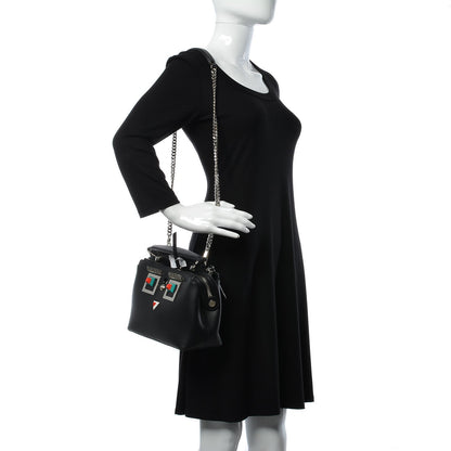 Fendi Vitello Baltico Hypnoteyes Studded Small Dotcom Click Chain Satchel Black 2 of 8