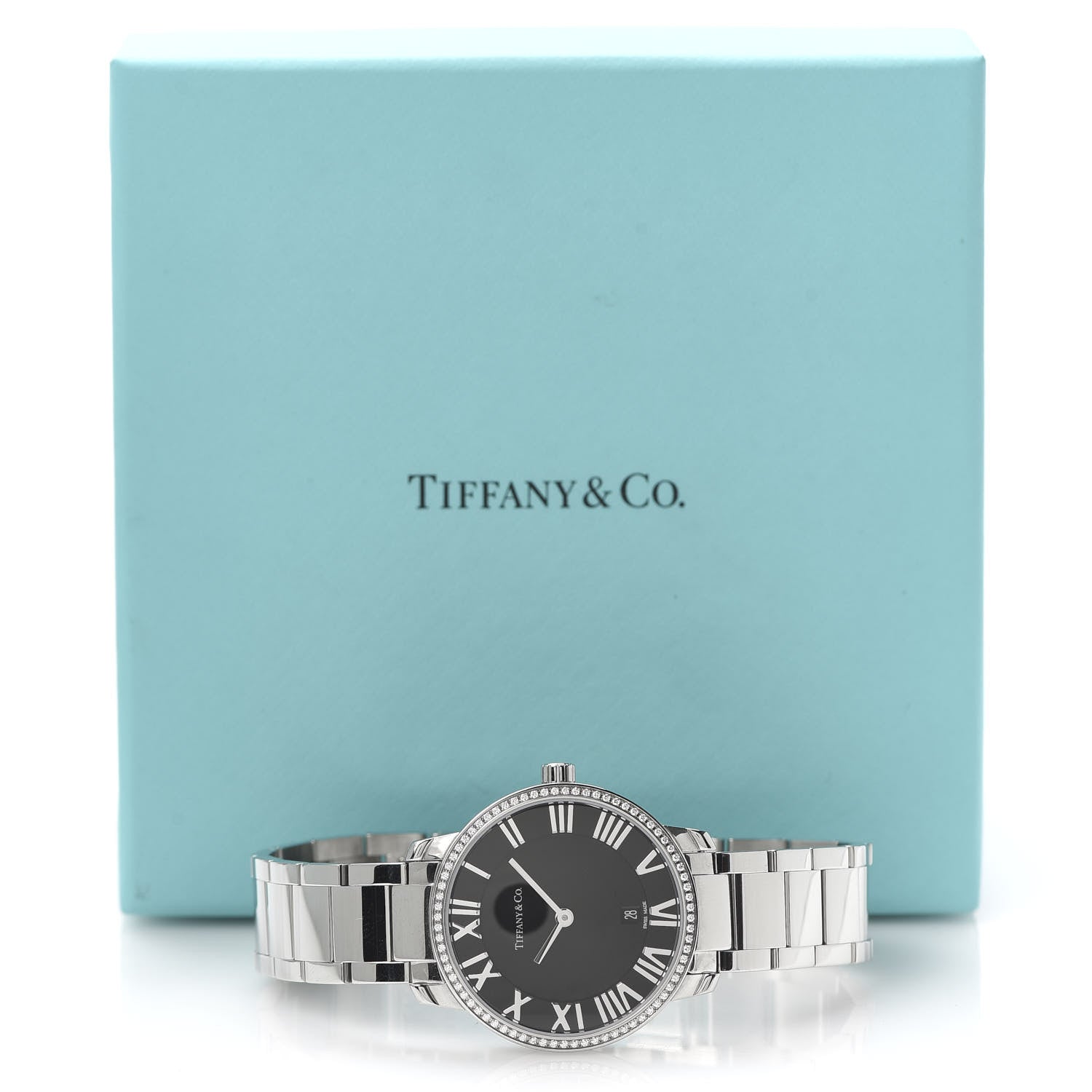 Tiffany Stainless Steel Diamond Bezel 31mm Atlas 2-Hand Quartz Watch Black 7 of 7
