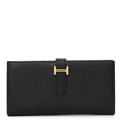 Hermes Chevre Mysore Bearn Gusset Wallet Black 1 of 8