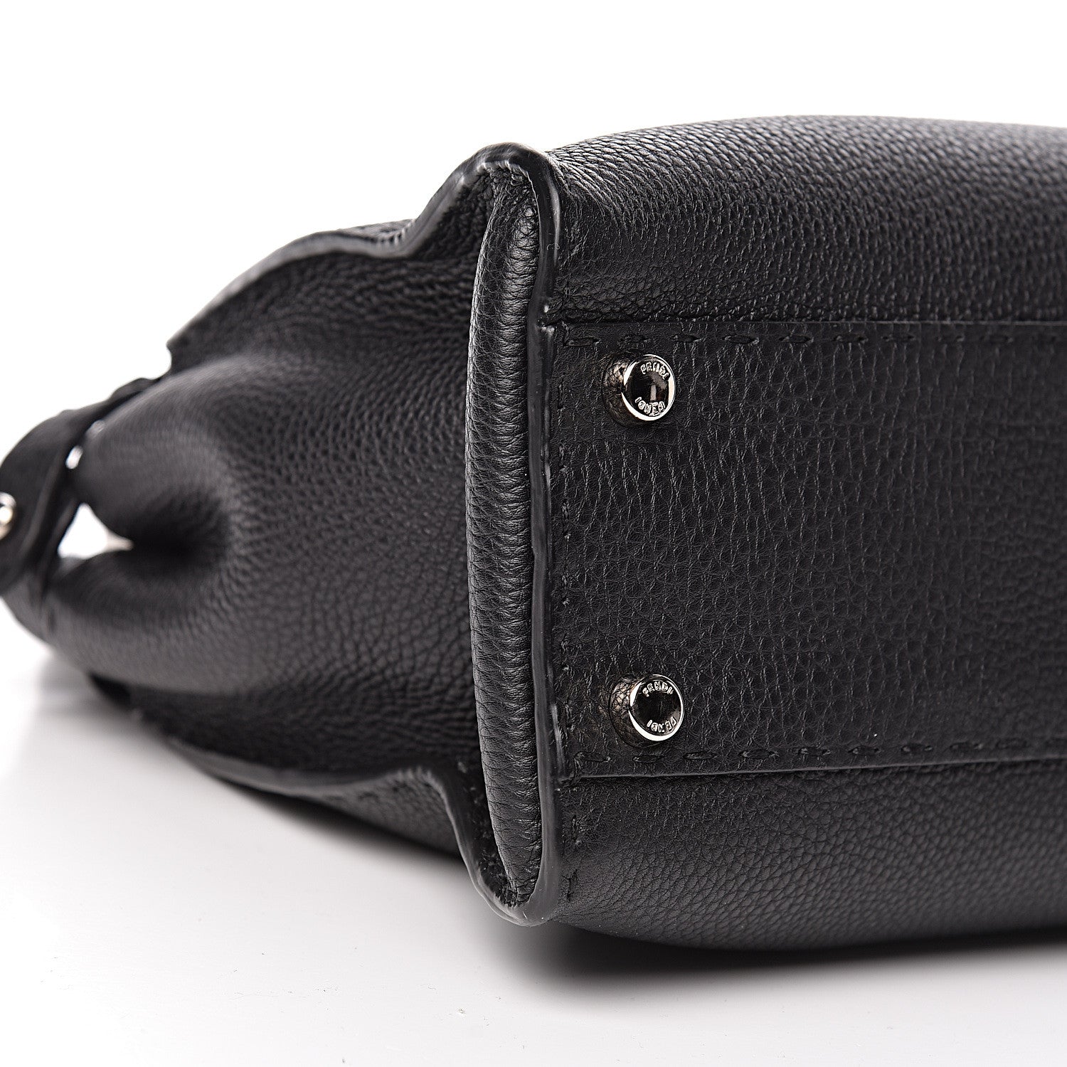 Fendi Cuoio Romano Selleria Bi-Color Medium Peekaboo Iconic Satchel Black Mou 10 of 11