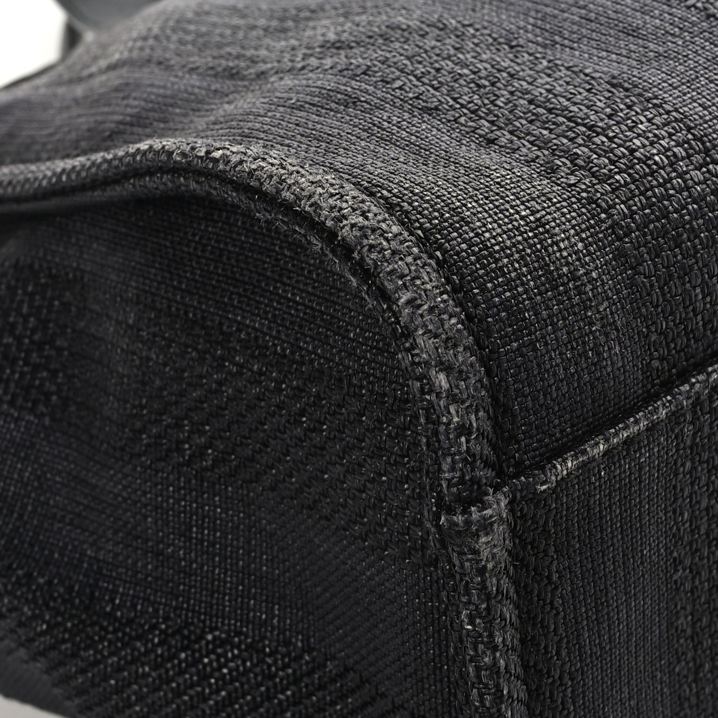 Mixed Fibers Calfskin Striped Medium Deauville Tote Black