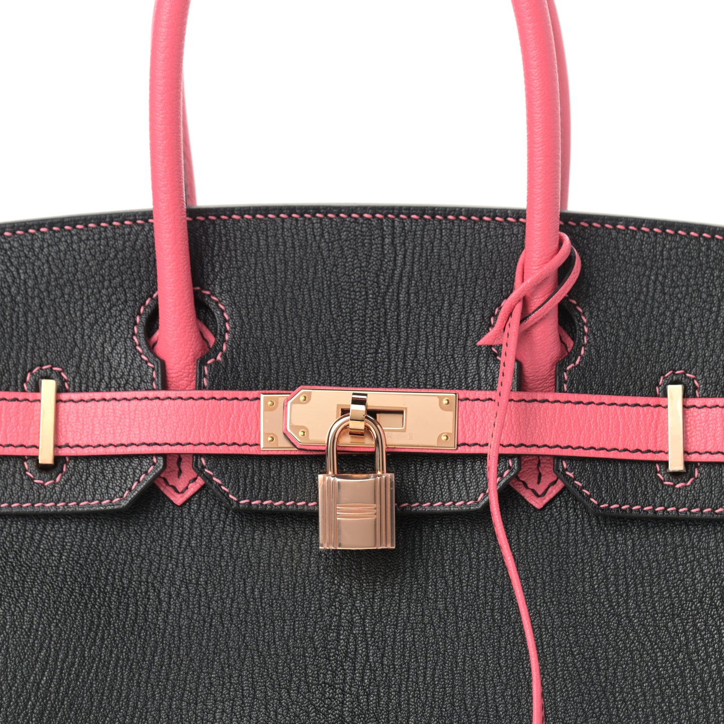 Chevre Mysore Horseshoe Birkin 30 Black Rose Lipstick