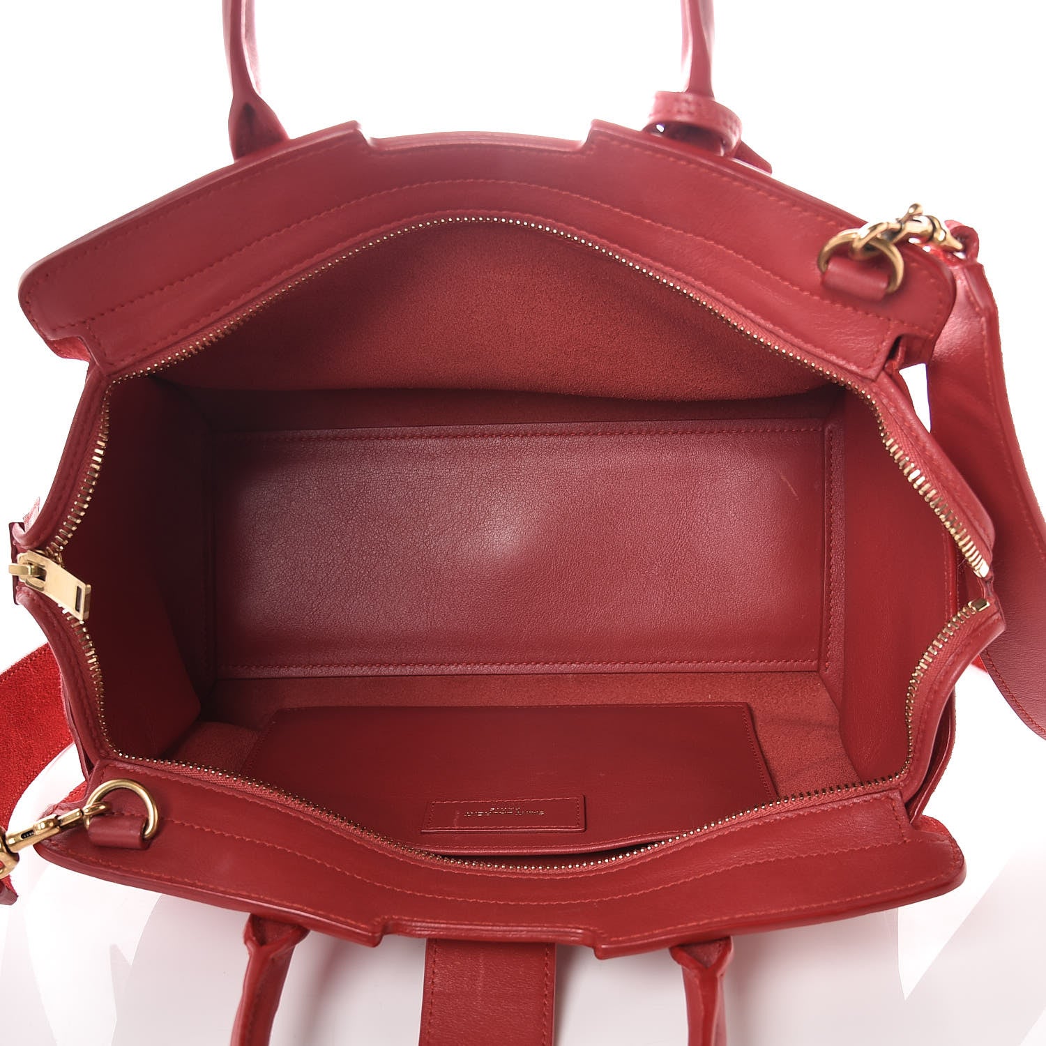 Saint Laurent Calfskin Suede Baby Monogram Downtown Cabas Red 6 of 12