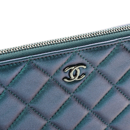 Chanel Iridescent Lambskin Quilted Medium Cosmetic Case Turquoise 5 of 8