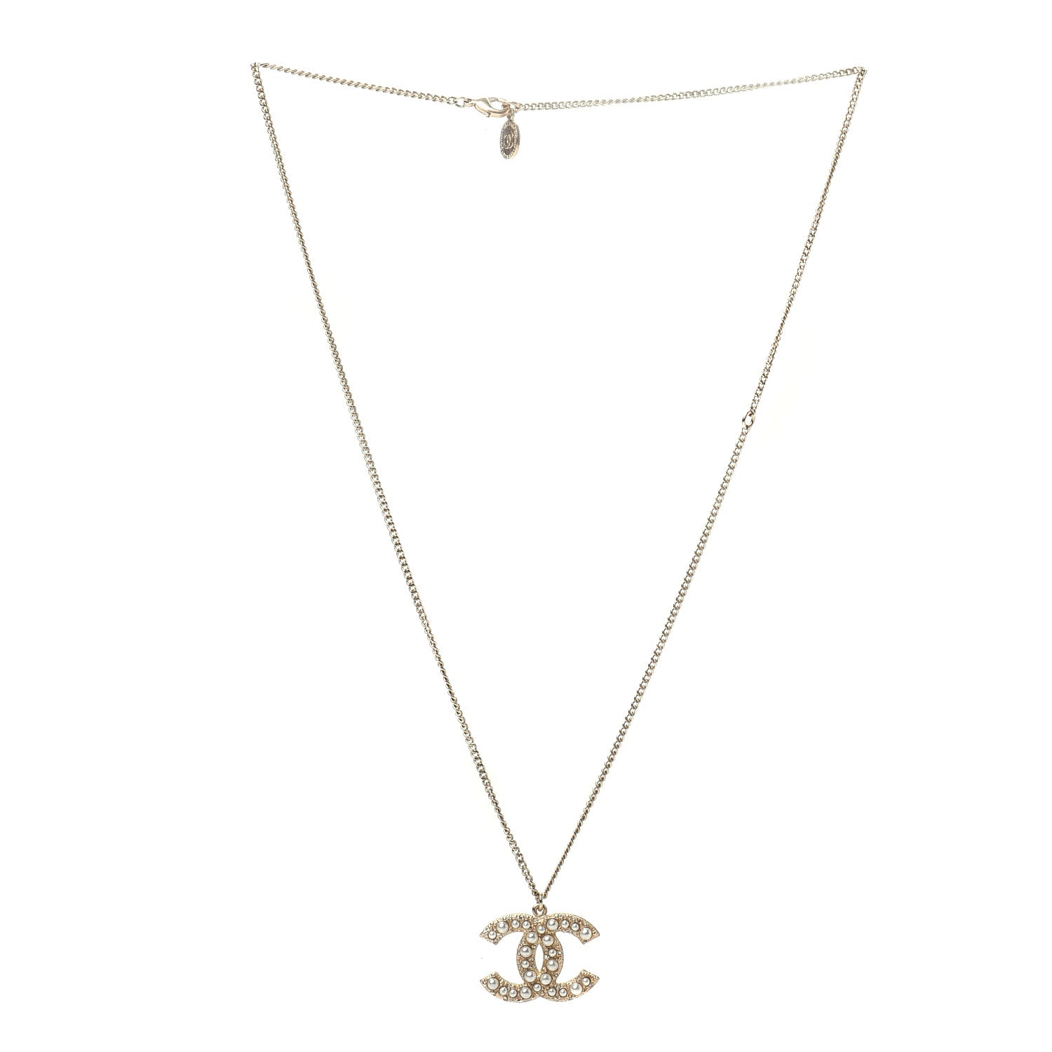 Chanel Pearl CC Pendant Necklace Gold 3 of 6