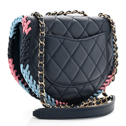 Chanel Lambskin Quilted Braided Messenger Flap Navy Multicolor 3 of 11