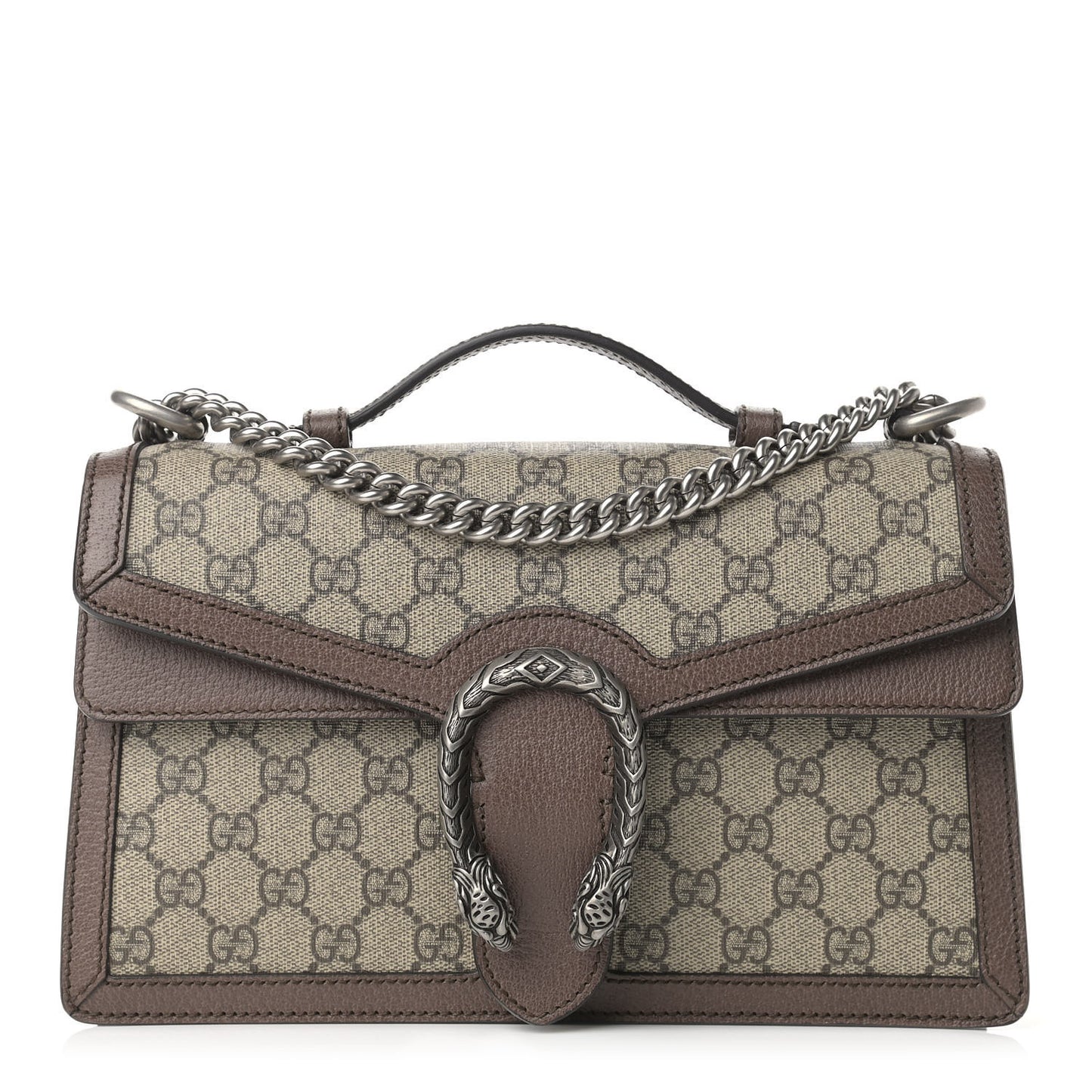 GG Supreme Monogram Textured Dollar Calfskin Top Handle Dionysus Shoulder Bag Beige Ebony New Acero