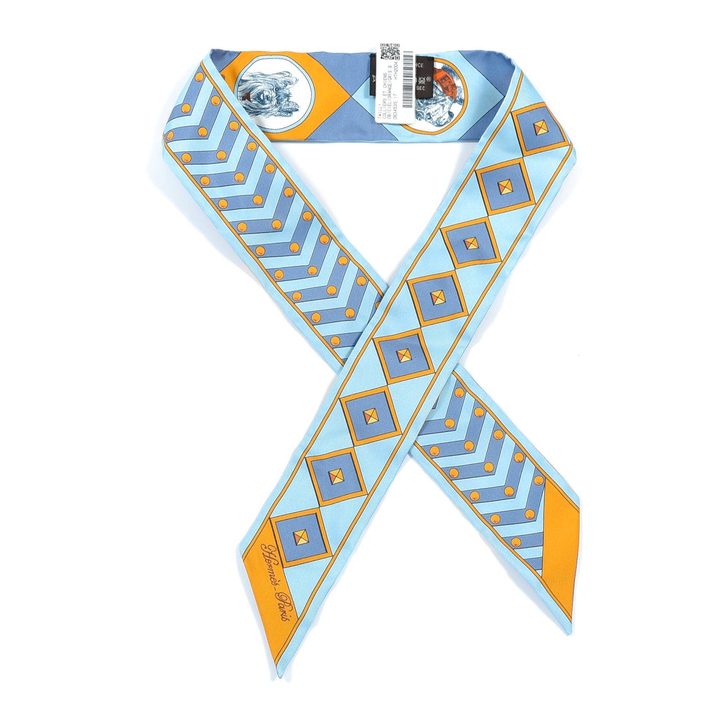Silk Colliers Et Chiens Twilly Ciel Orange Gris Bleuete