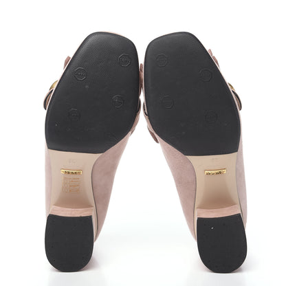 Gucci Kid Scamosciato GG Marmont Fringe 50mm Loafer Pumps 38 Crystal Pink 5 of 7