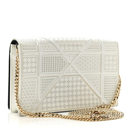 Christian Dior Patent Micro-Cannage Diorama Wallet on Chain Pouch White 3 of 15