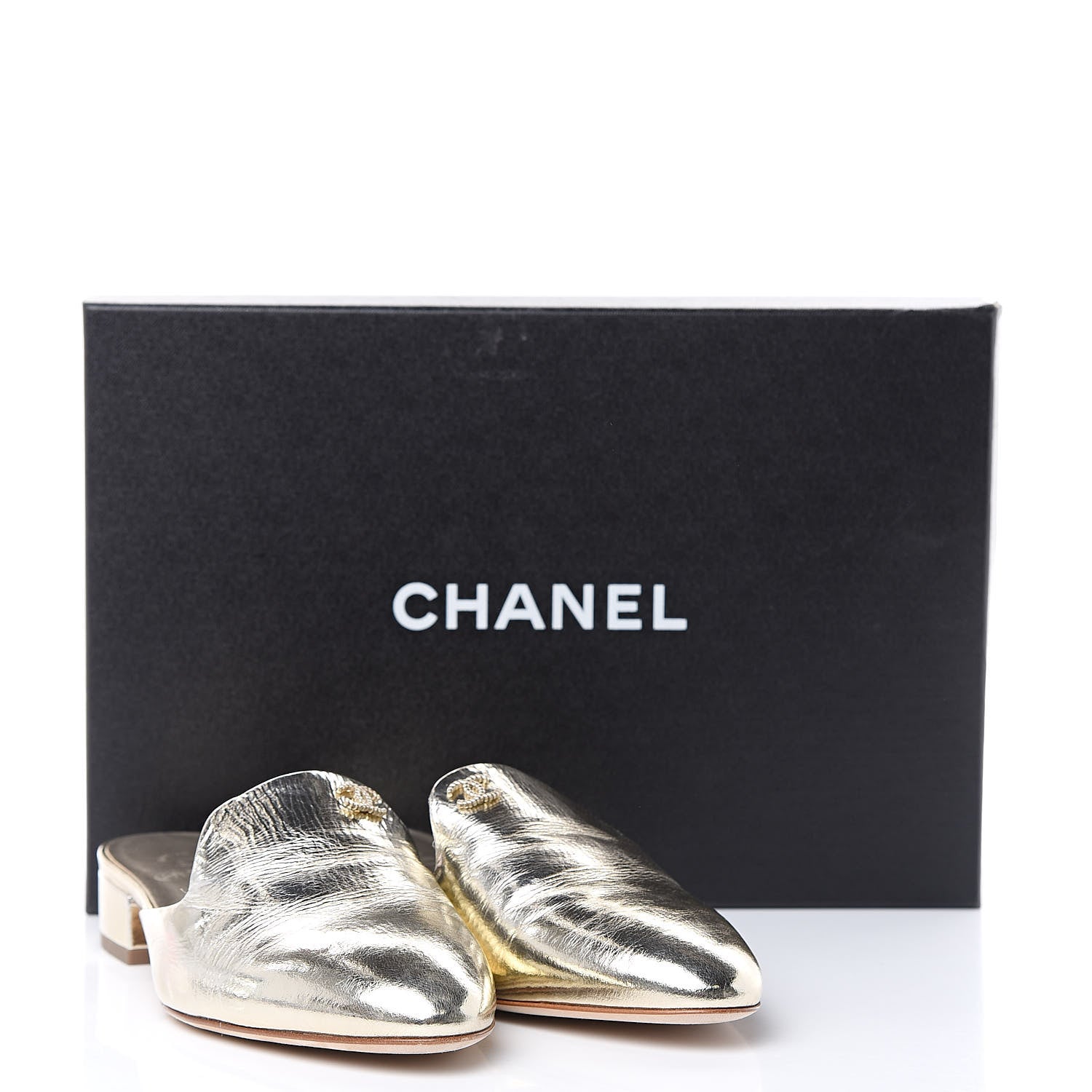 Chanel Metallic Sheepskin Mules 37.5 Gold 497875 – FASHIONPHILE
