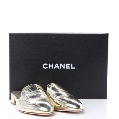 Chanel Metallic Sheepskin Mules 37.5 Gold 11 of 11