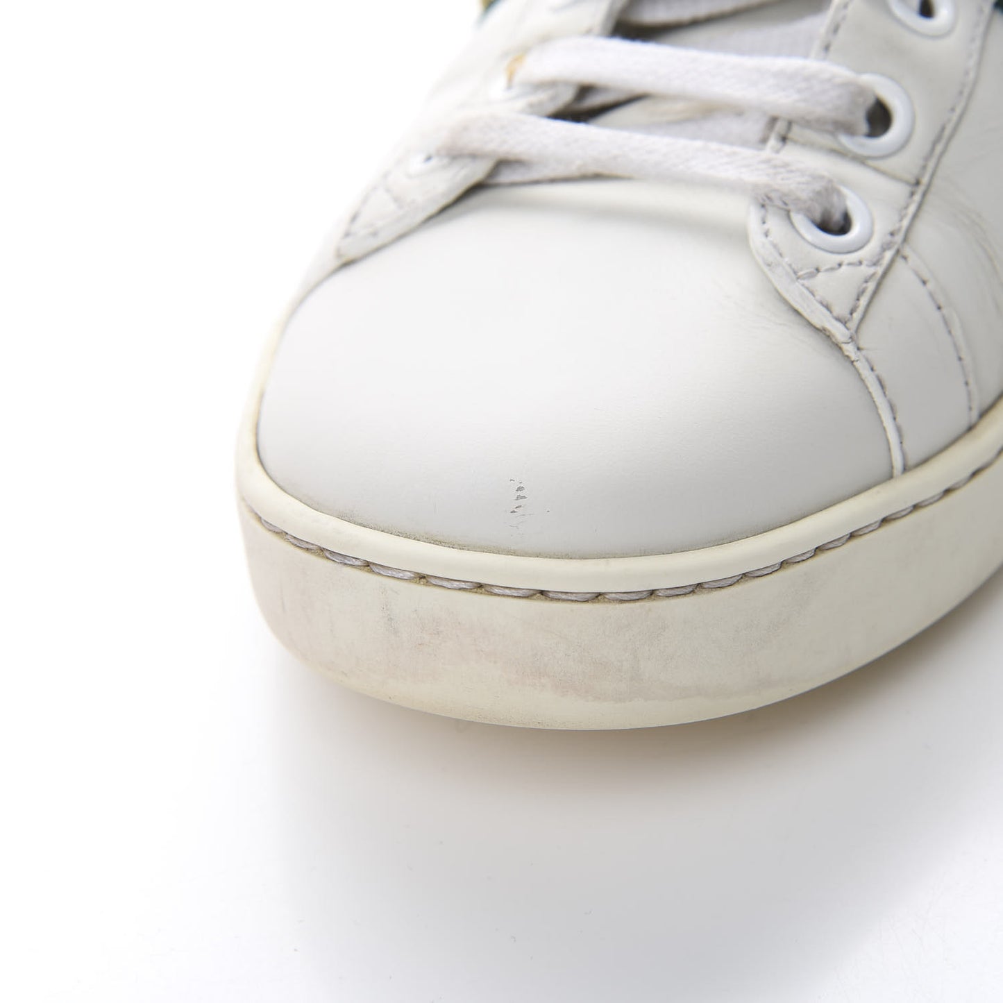 Calfskin Web Pearl Studded Womens Ace Sneakers 36.5 White