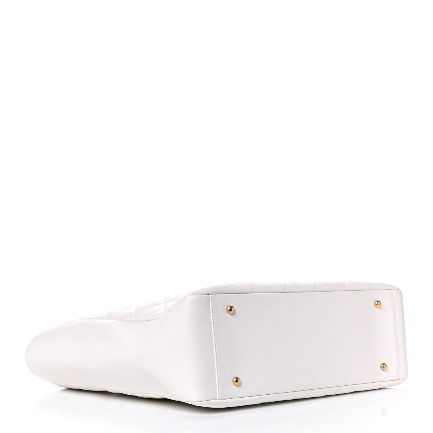 Lambskin Quilted Large Classic Shopping Tote White