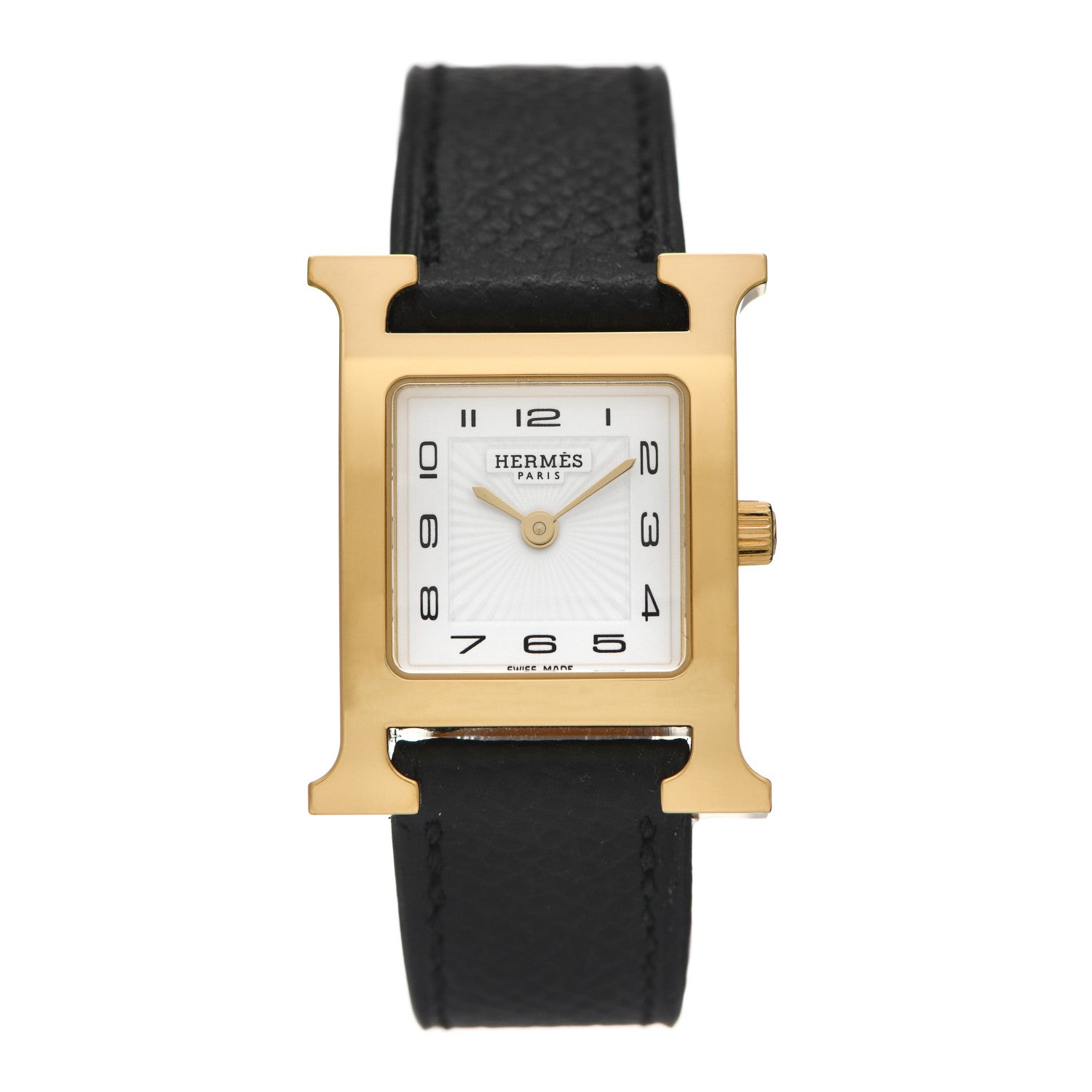 Hermes Stainless Steel Epsom 21mm Heure H Hour Quartz Watch Noir 1 of 5