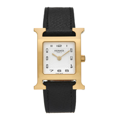 Hermes Stainless Steel Epsom 21mm Heure H Hour Quartz Watch Noir 1 of 5