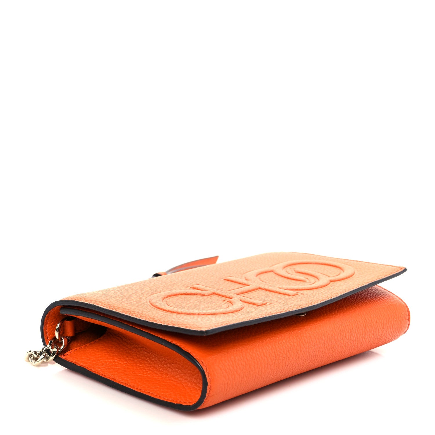 Jimmy Choo Grainy Calfskin Sonia Wallet On Chain Amber Orange