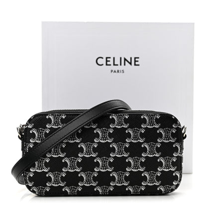 Celine Triomphe Canvas Horizontal Pouch Silver Black 14 of 14