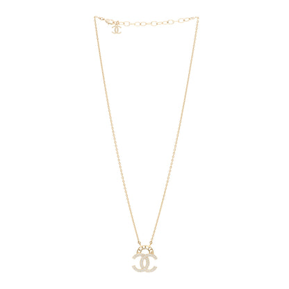 Chanel Crystal CC Cutout Logo Pendant Necklace Gold 3 of 6
