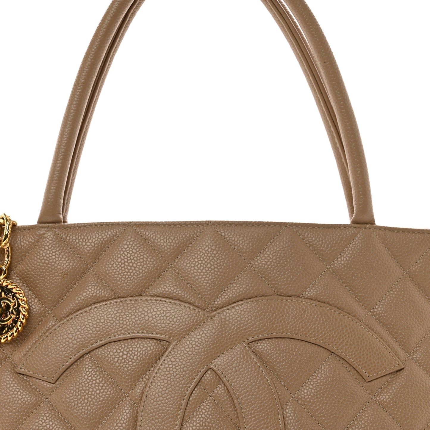 Caviar Quilted Medallion Tote Beige
