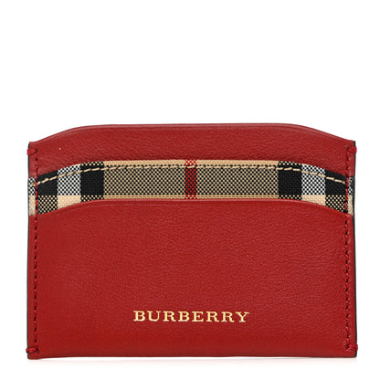 Burberry Calfskin Horseferry Check Izzy Card Case Red 1 of 8