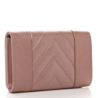 Chanel Metallic Caviar Chevron Quilted Vintage Mademoiselle Flap Card Holder Pink 3 of 8