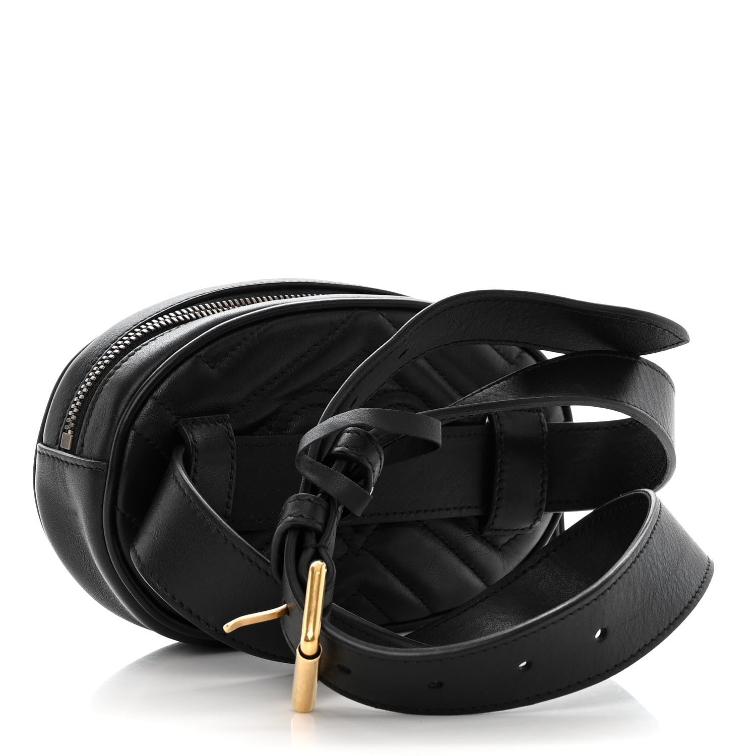 Gucci Calfskin Matelasse GG Marmont Belt Bag 85 34 Black 3 of 8