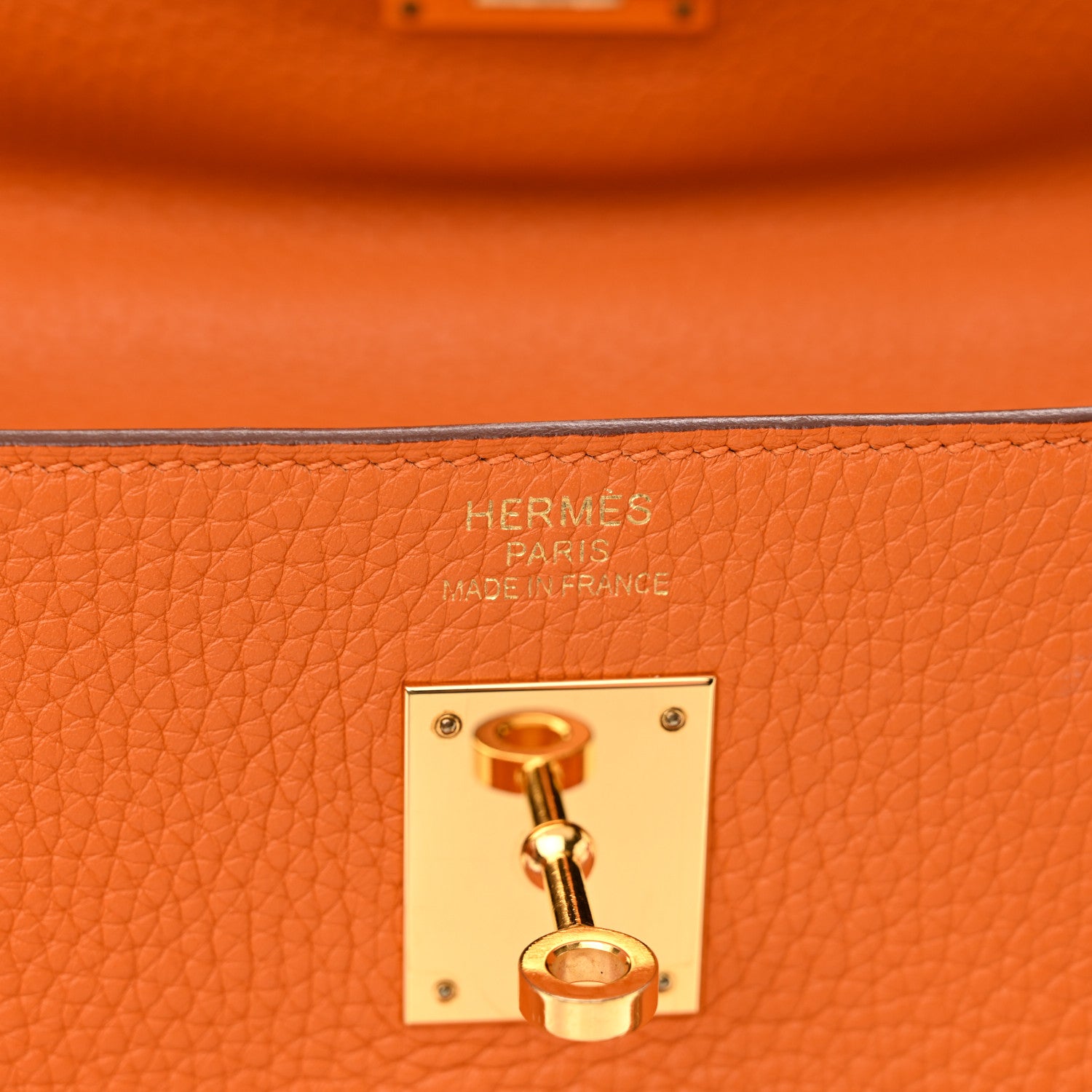 Hermes Taurillon Clemence Kelly Retourne 35 Orange 6 of 10