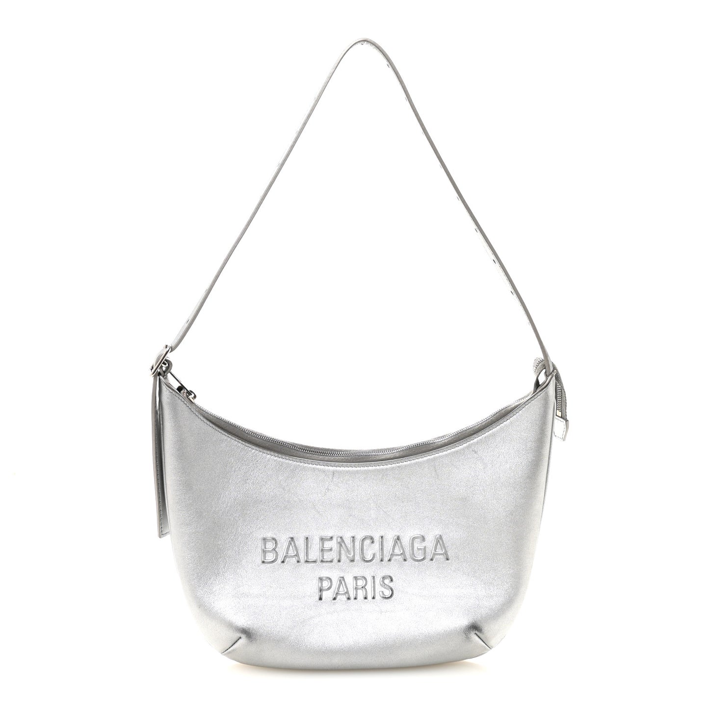 Metallic Calfskin Mary Kate Shoulder Bag Silver