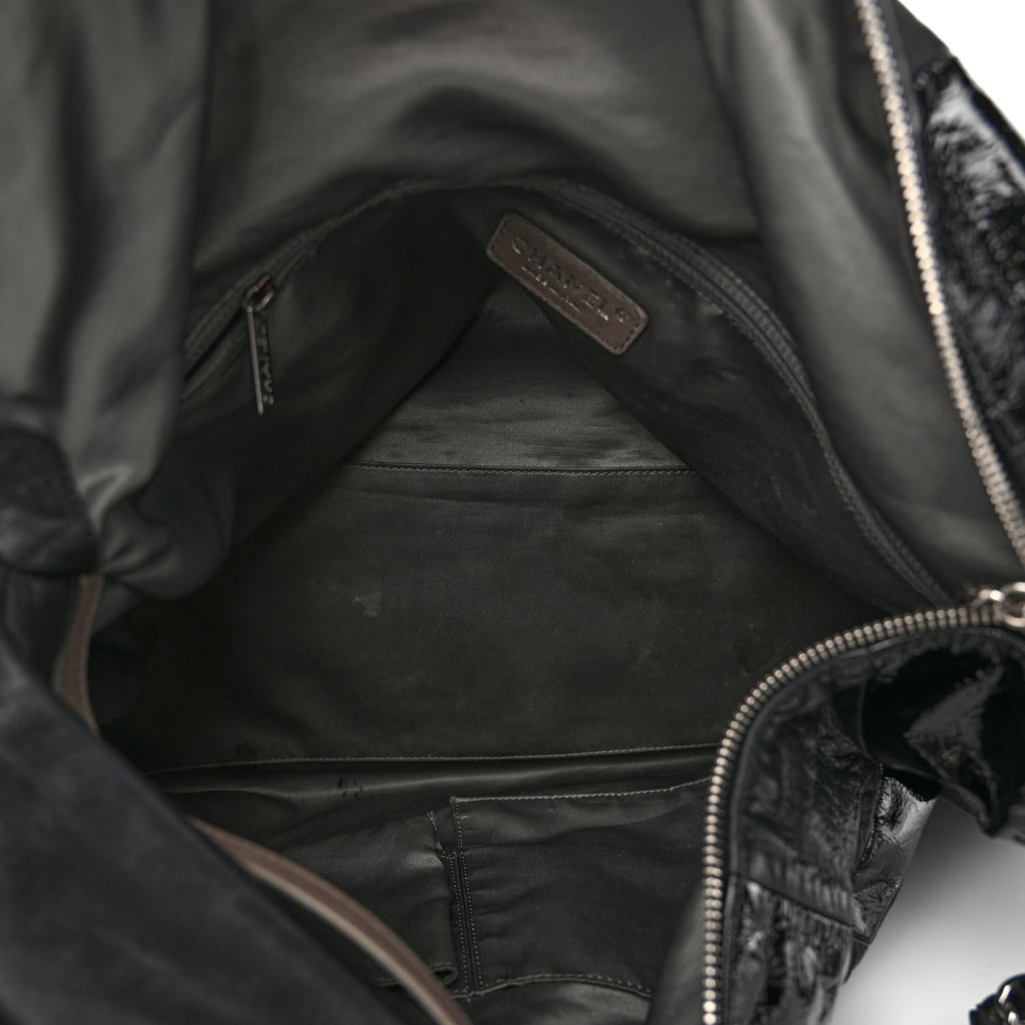 Lambskin Patent Calfskin Brooklyn Patchwork Hobo Black