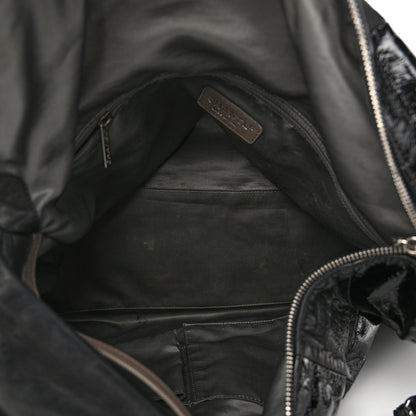 Chanel Lambskin Patent Calfskin Brooklyn Patchwork Hobo Black 5 of 11