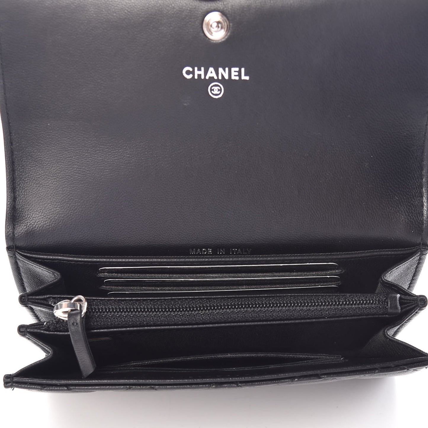 Calfskin Quilted Small Boy Flap Wallet Black