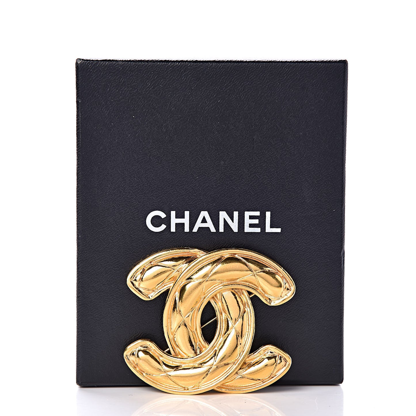 Quilted CC Brooch Gold