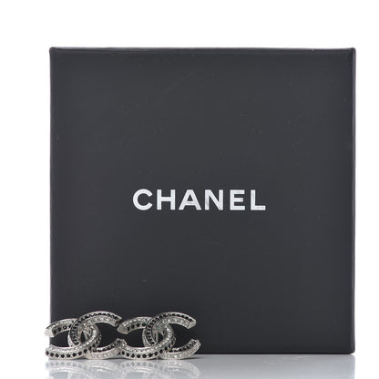 Chanel Crystal CC Earrings Silver Black 5 of 5
