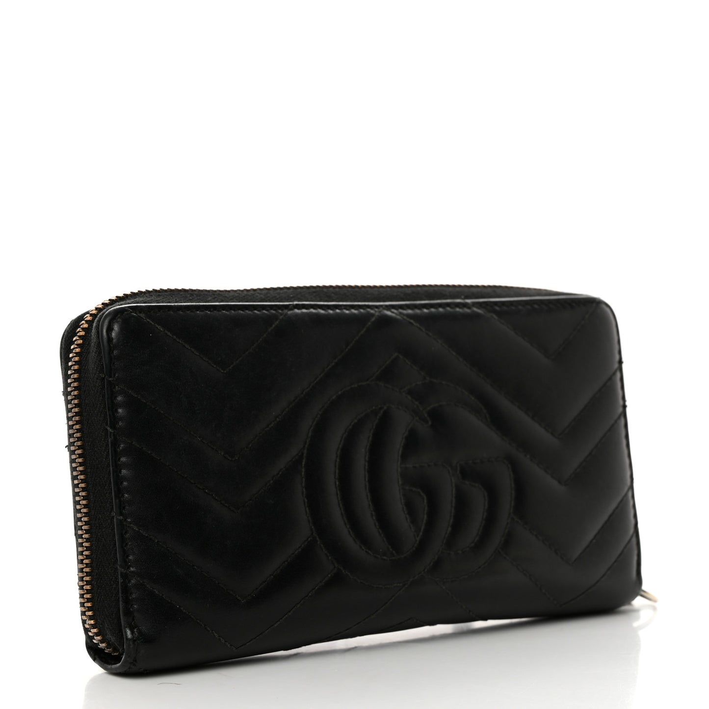 Calfskin Matelasse GG Marmont Zip Around Wallet Black