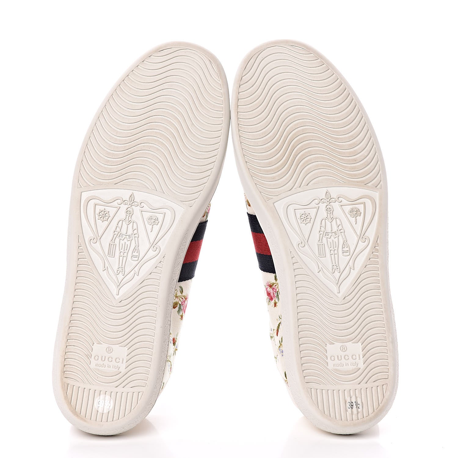 Gucci Calfskin Web Rose Print Bee Embroidered Womens Ace Sneakers 39.5 White 5 of 10