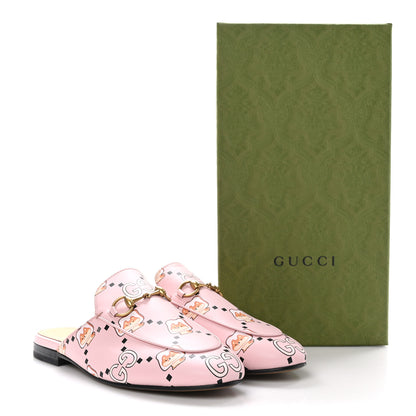 Gucci X PIKARAR Calfskin Monogram Print Womens Princetown Slippers 37.5 Pink Multicolor 8 of 8