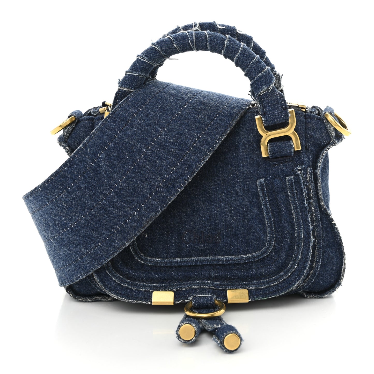 Denim Mini Marcie Saddle Satchel  Blue