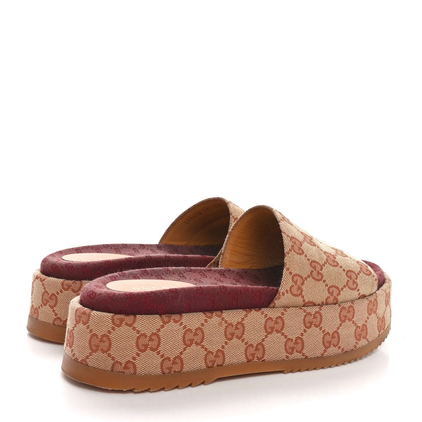 Canvas GG Monogram Angelina Platform Slide Sandals 39.5 Beige Ruggine