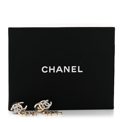 Chanel Crystal Pearl Double CC Drop Earrings Gold Silver 5 of 5