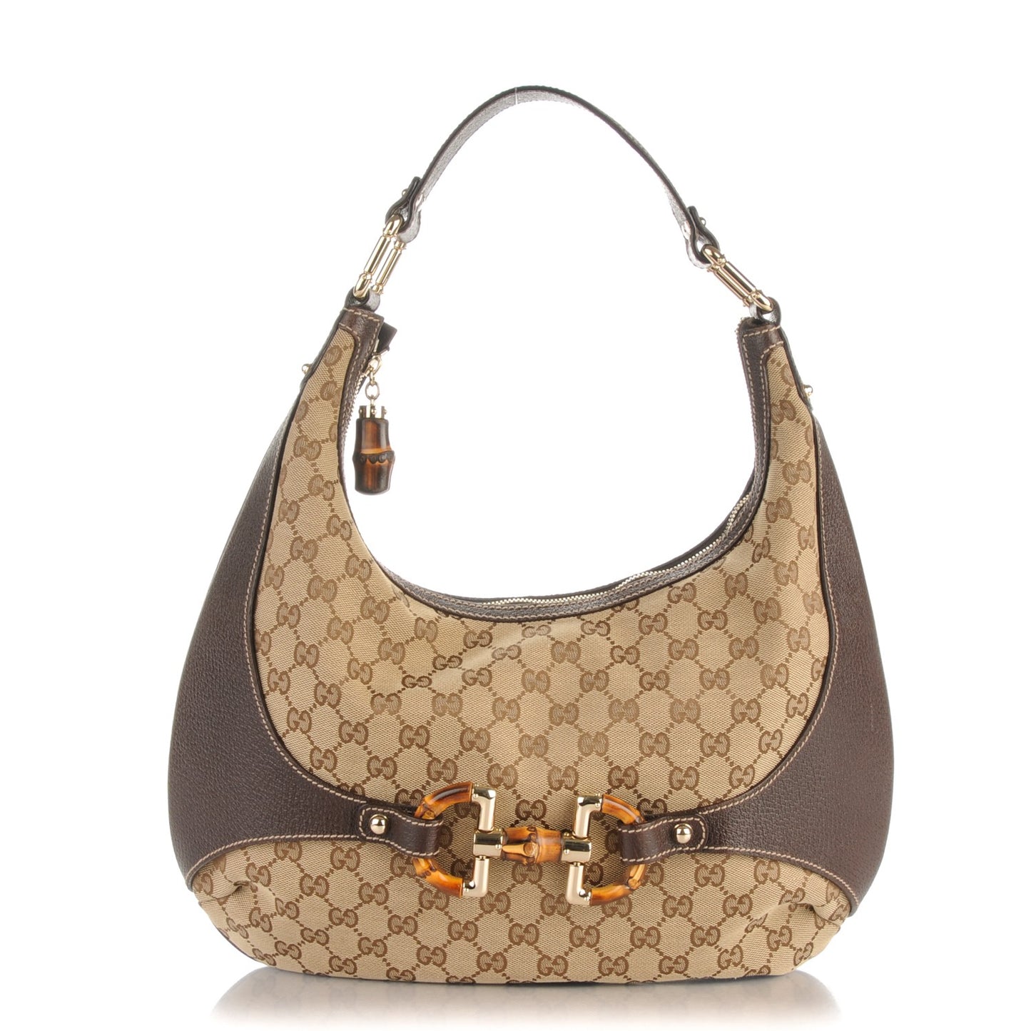 Monogram Bamboo Horsebit Hobo Dark Brown