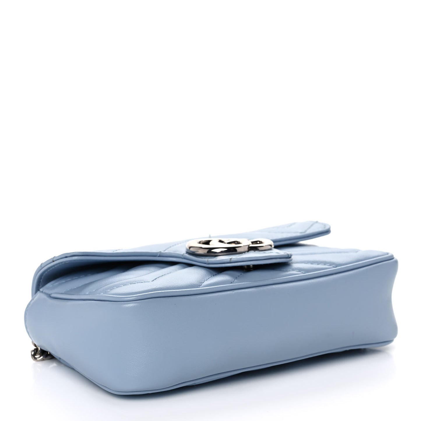 Calfskin Matelasse Super Mini GG Marmont Shoulder Bag Porcelain Light Blue