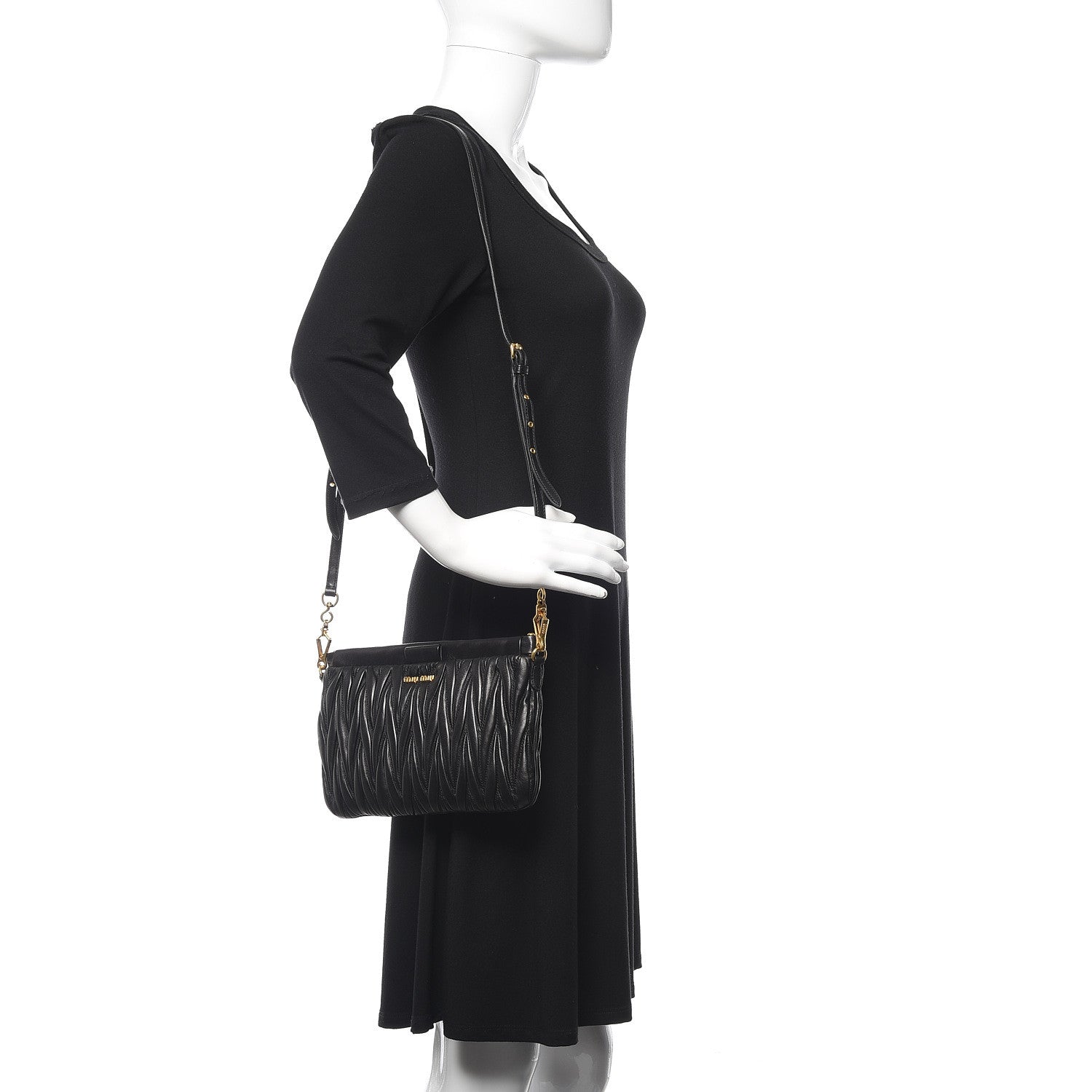 Miu Miu Nappa Matelasse Crossbody Clutch Black 2 of 9