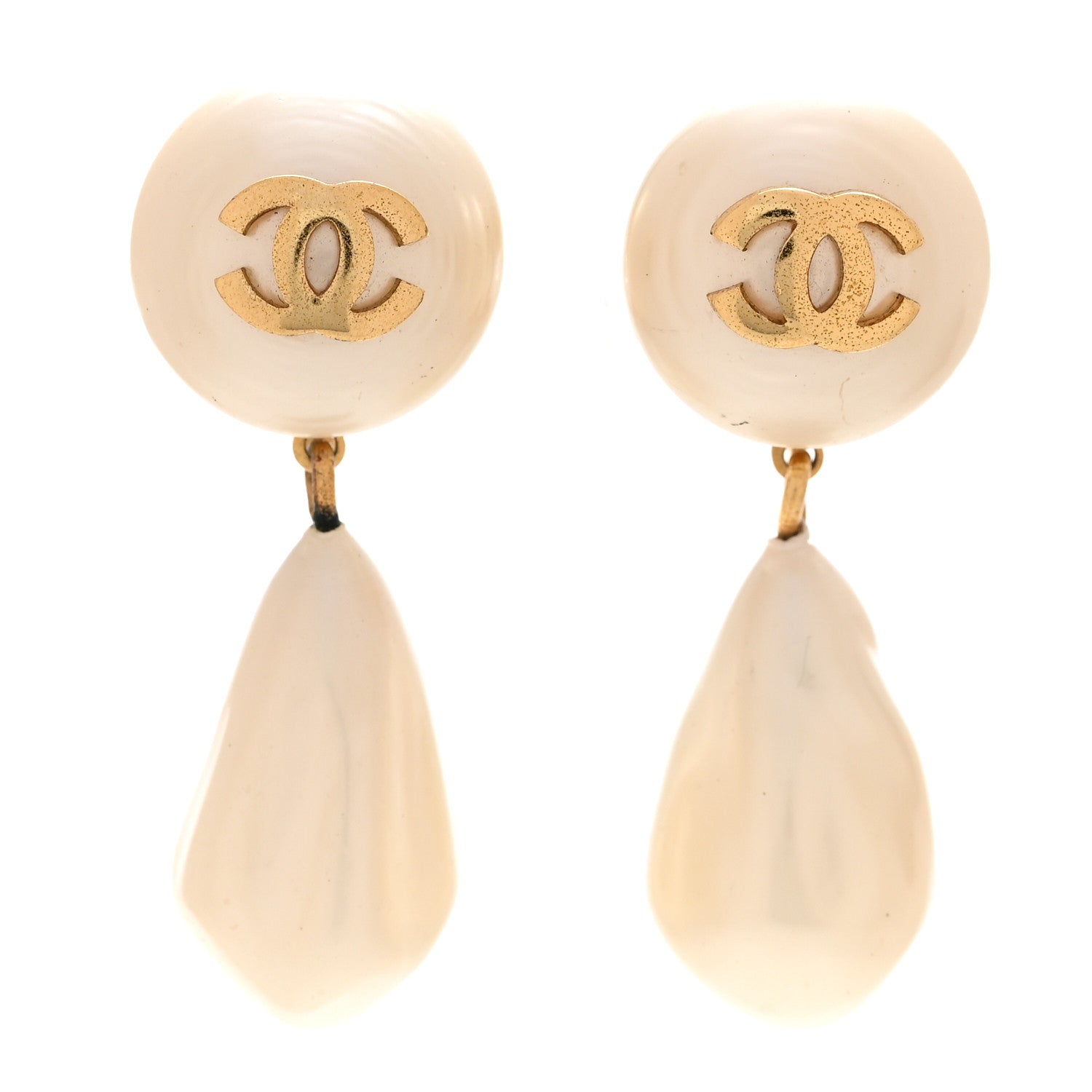 Chanel Pearl CC Drop Clip On Earrings Gold 1 of 5