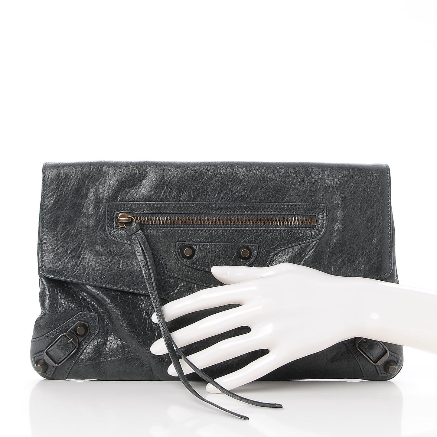 Agneau Classic Hardware Flap Clutch Anthracite
