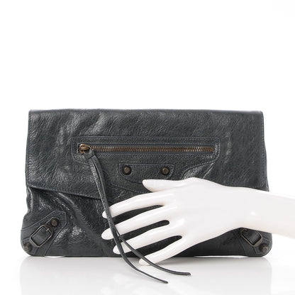 Balenciaga Agneau Classic Hardware Flap Clutch Anthracite 2 of 8