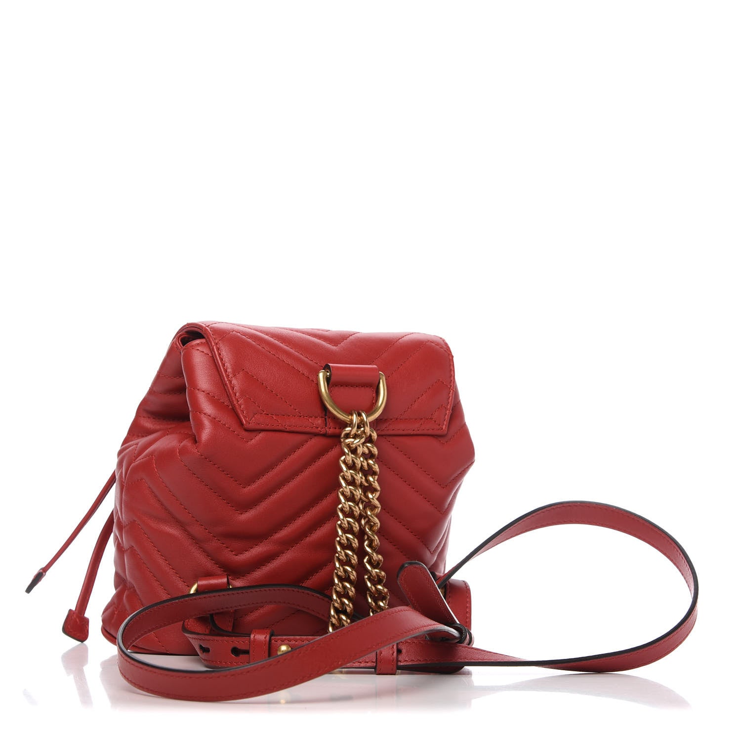 Gucci Calfskin Matelasse GG Marmont Flap Backpack Hibiscus Red 3 of 10