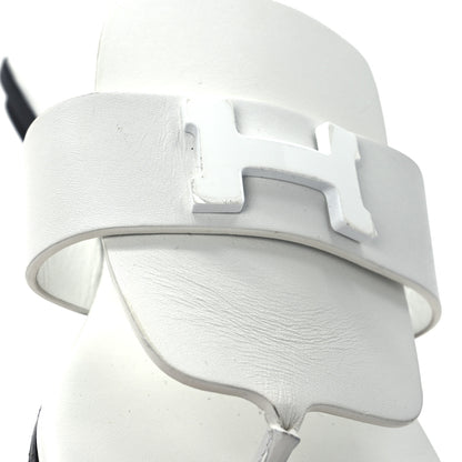 Hermes Calfskin Womens Galerie Sandals 37.5 White 11 of 13