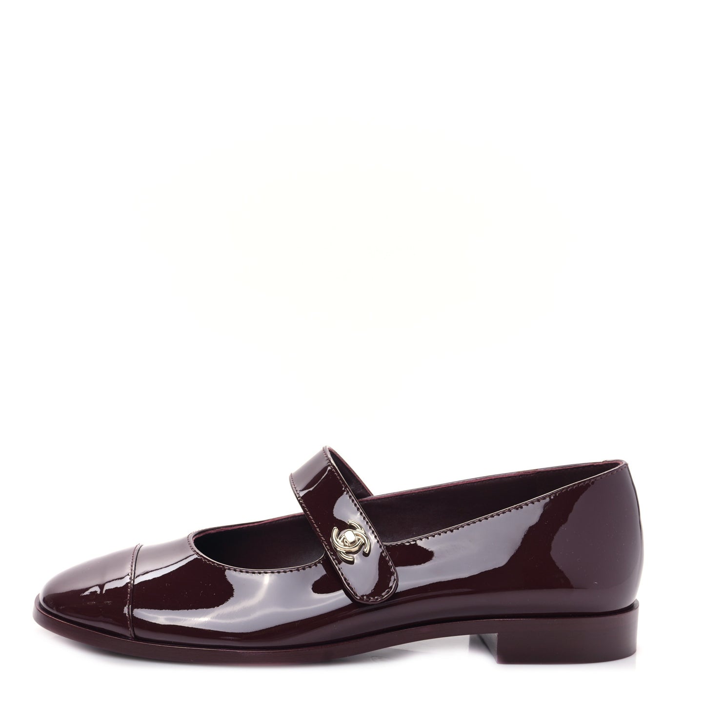 Patent Calfskin Mary Janes Flats 39 Burgundy