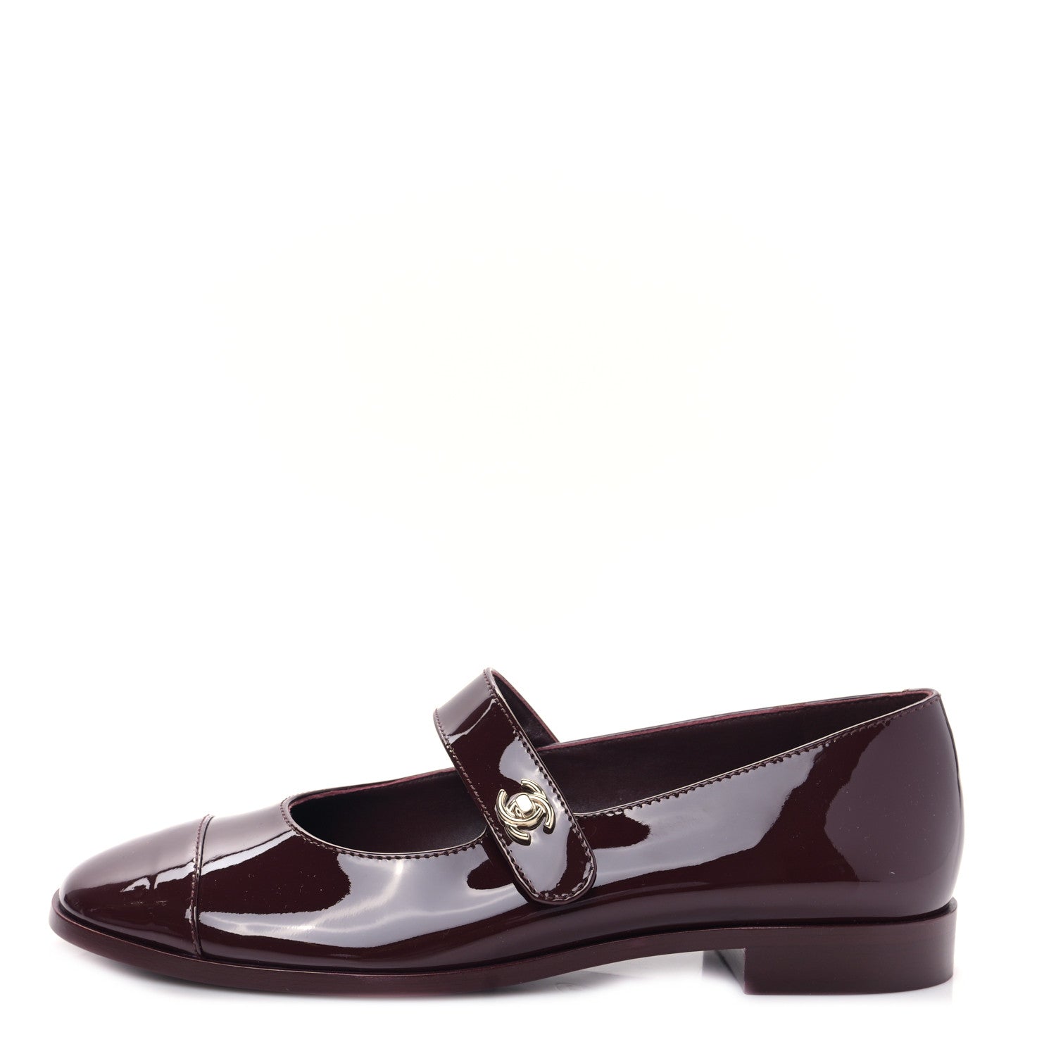 Chanel Patent Calfskin Mary Janes Flats 39 Burgundy 1 of 9